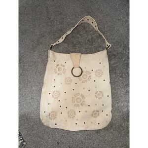 Vintage Express cream suede studded Y2K handbag nineties fashion 90s boho purse